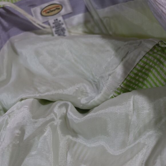 Talbots Vintage y2k Seersucker Green Striped Strapless Dress Pin Up 14 - Picture 13 of 15